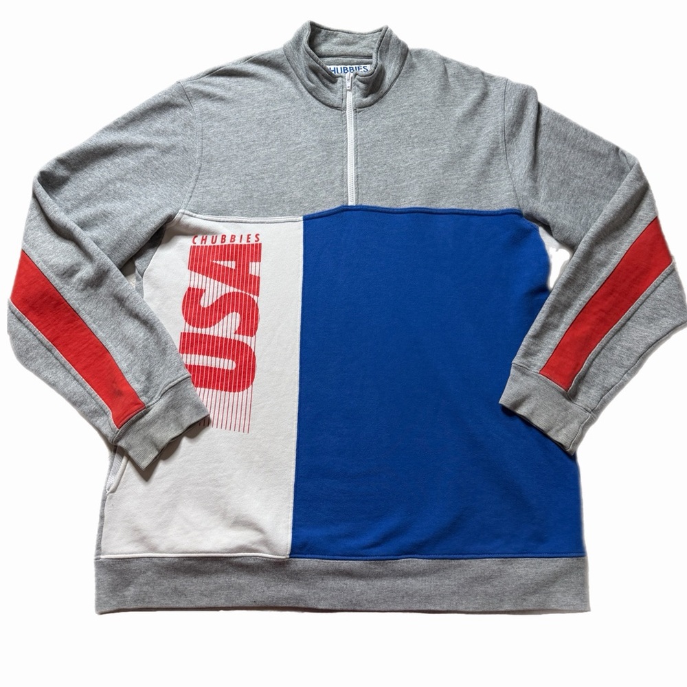 Chubbies USA 1/4 Zip Mock Neck Sweatshirt XXL